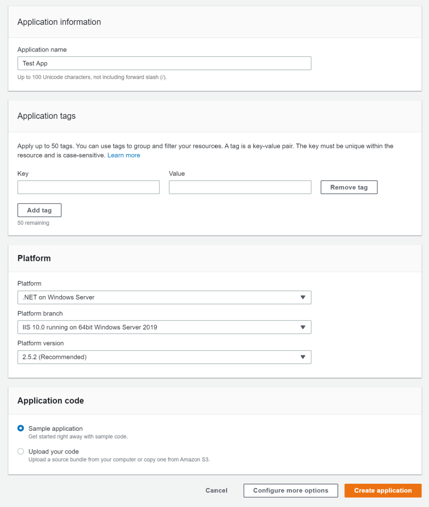 AWS Elastic Beanstalk new environment