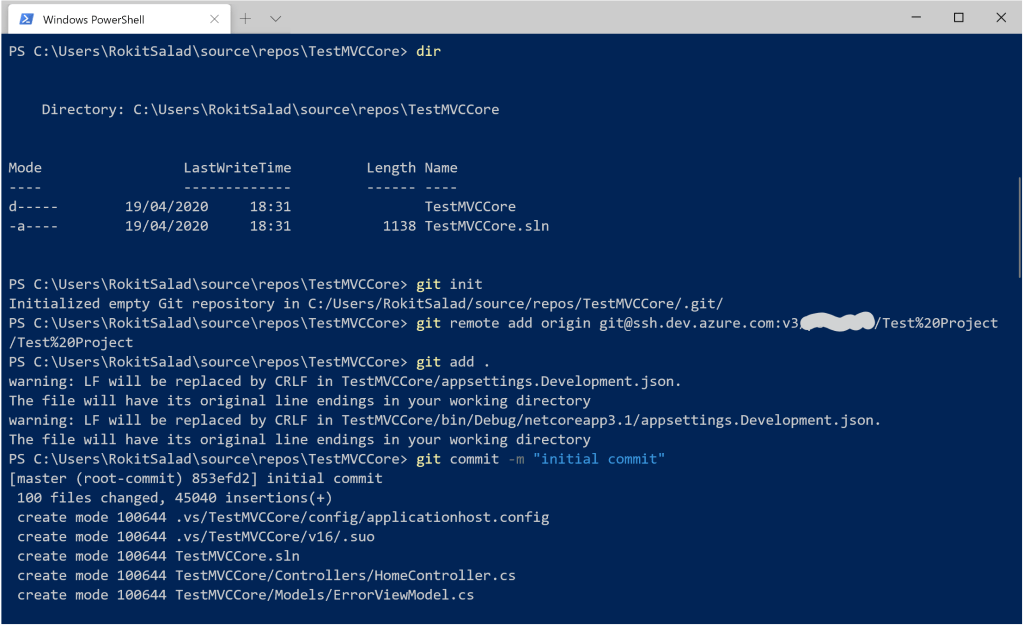 Pushing code to the repo