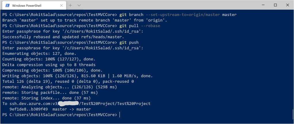 Pushing code to the repo